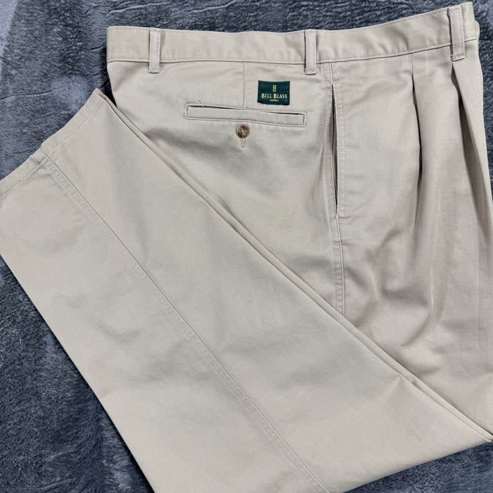 Bill Blass Pleated Trousers‎ Mens 40x29 Khaki Tan Classic Cotton Blend Pants